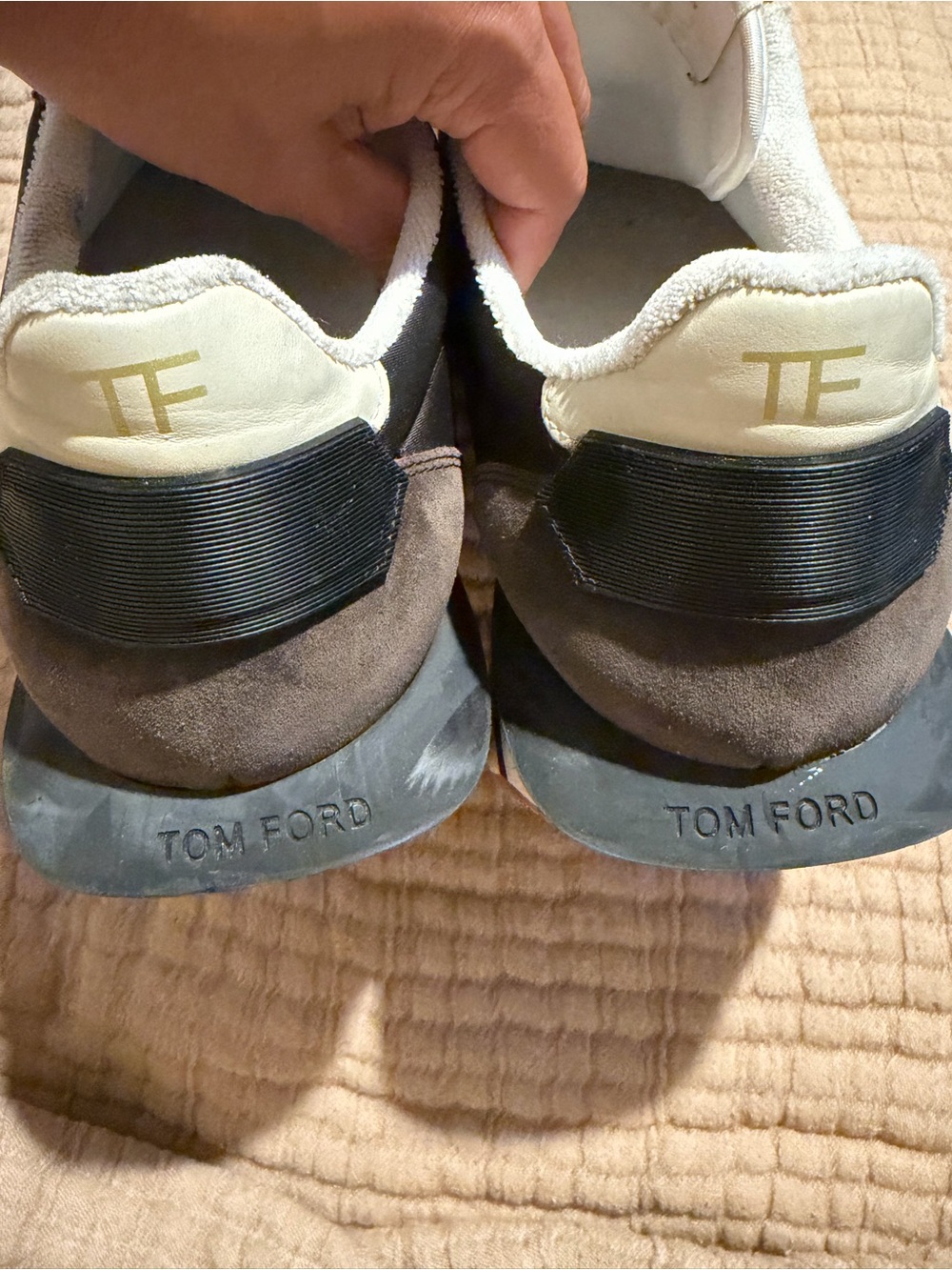Tom Ford Brown Suede & Cream Leather-Trim Men’s Sneakers